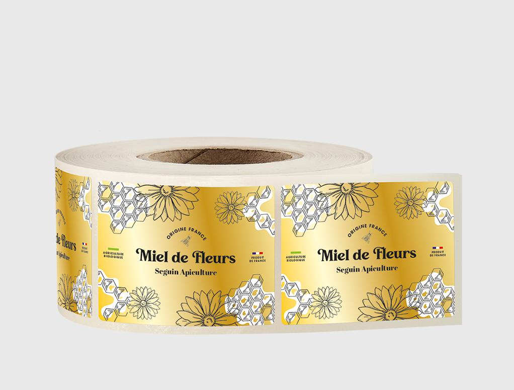 étiquette-autocollante-metallisees- personnalisée-professionnelle-etiquettes-autocollantes-packaging -etiquettoo- fabricant d'etiquettes adhesives en rouleaux-imprimerie-etiquette autocollante